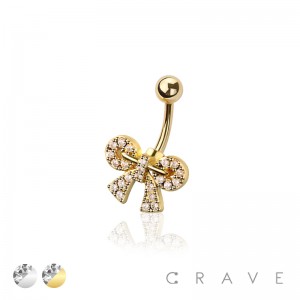 316L SURGICAL STEEL MULTI CZ RIBBON LACE NON DANGLE BELLY BUTTON NAVEL RING 